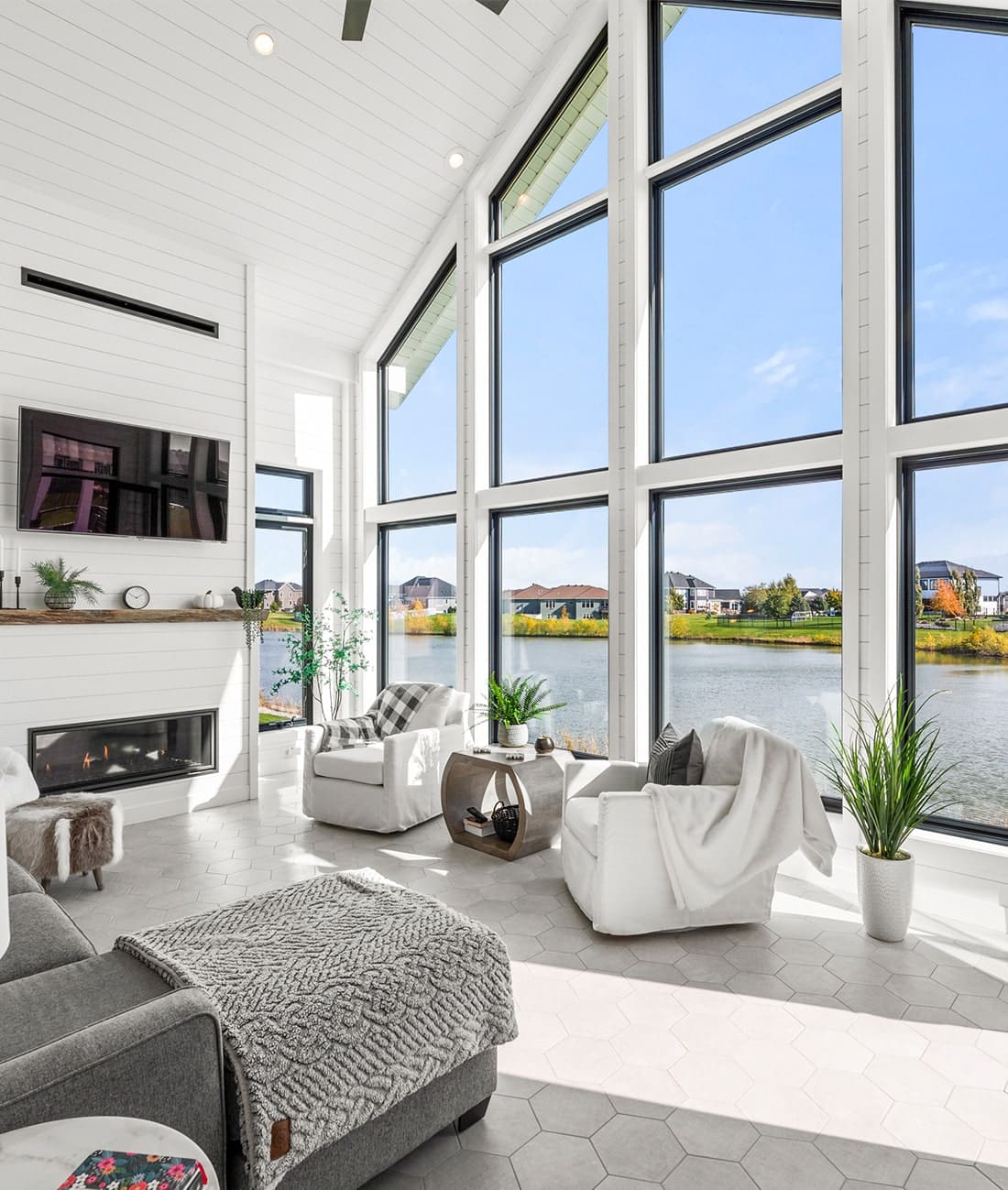 inside living room of remodeled home